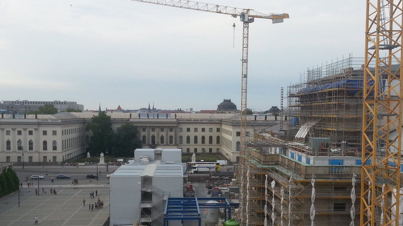 iew of the construction site of the Berlin State Opera Unter den Linden in Berlin, Germany