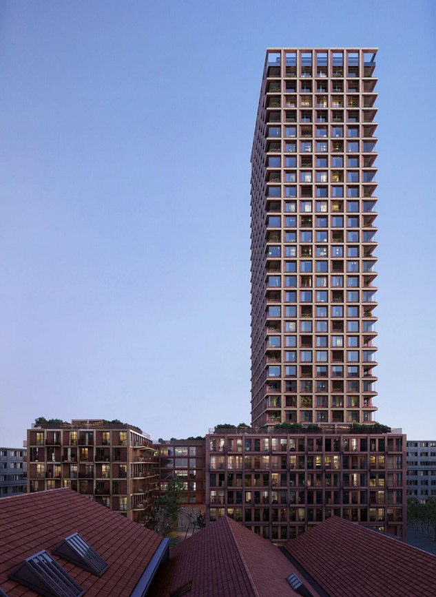 Das Rocket-Hochhaus ist das derzeit weltweit höchste in Planung befindliche Wohngebäude aus Holz. (Bild: Ina Invest)