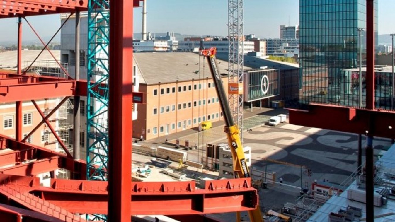 View of the construction site of Basel trade fair, Basel, Switzerland